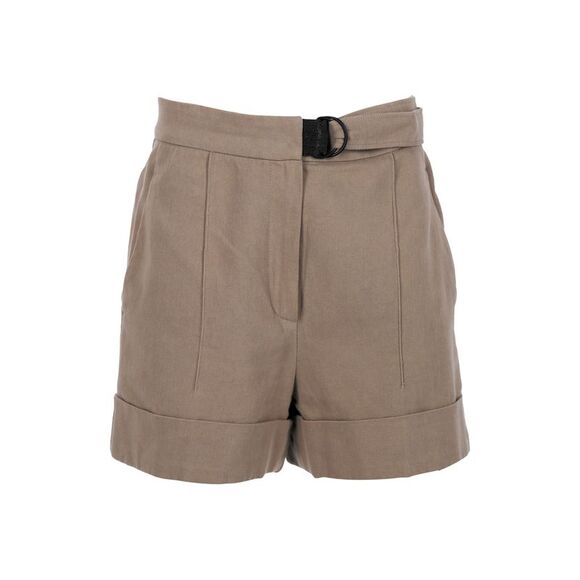 Brunello Cucinelli Pants - Brunello Cucinelli High Waist Cuffed Shorts in Brown Cotton